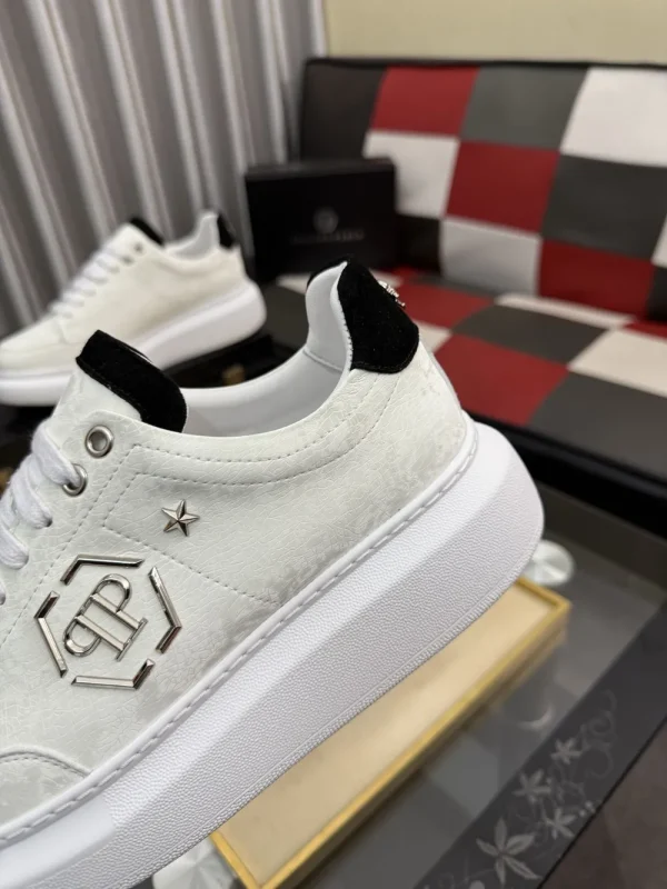Philipp Plein Hexagon Men's Leather Sneaker - White