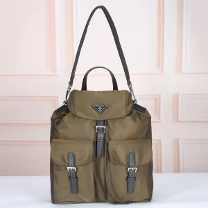 Prada Re-nylon & Leather Men's Olive Backpack