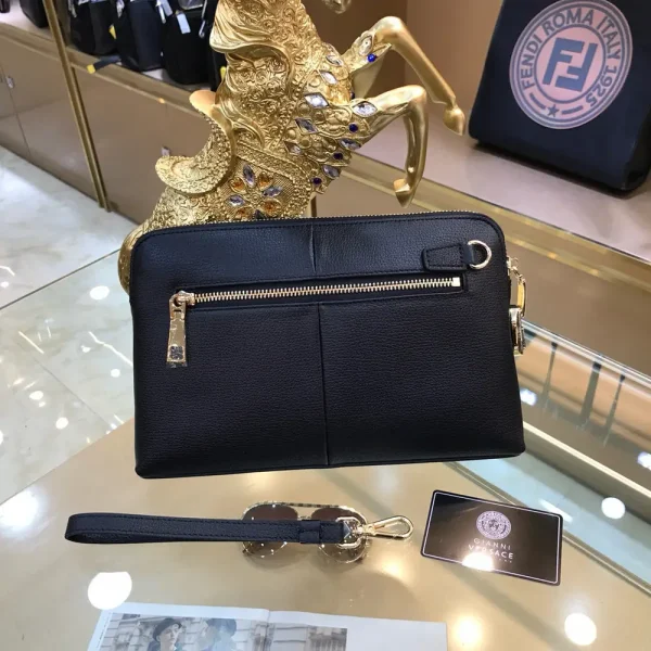 Versace La Medusa Black Leather Clutch