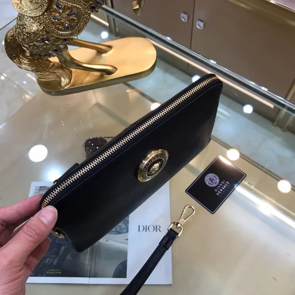 Versace La Medusa Black Leather Clutch