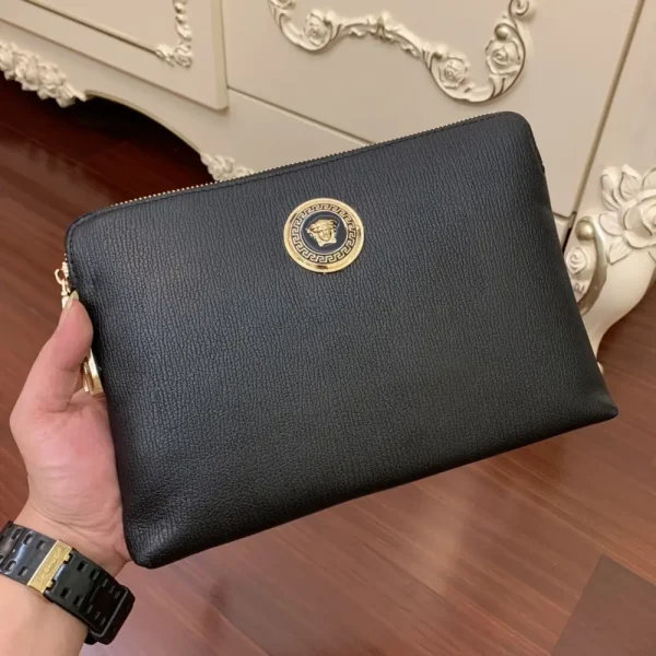 Versace La Medusa Men's Black Leather Clutch