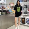 A Bathing Ape (BAPE) College Monogram Ape Head Relaxed Fit Tee- Black