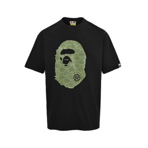 A Bathing Ape (BAPE) College Monogram Ape Head Relaxed Fit Tee- Black (11) A Bathing Ape (BAPE) College Monogram Ape Head Relaxed Fit Tee- Black