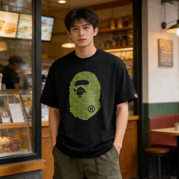 A Bathing Ape (BAPE) College Monogram Ape Head Relaxed Fit Tee- Black