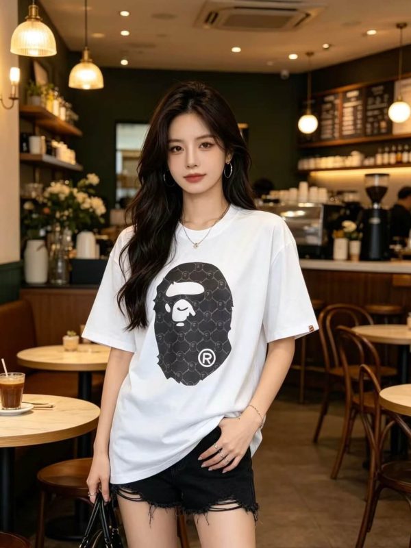 A Bathing Ape (BAPE) College Monogram Ape Head Relaxed Fit Tee- White