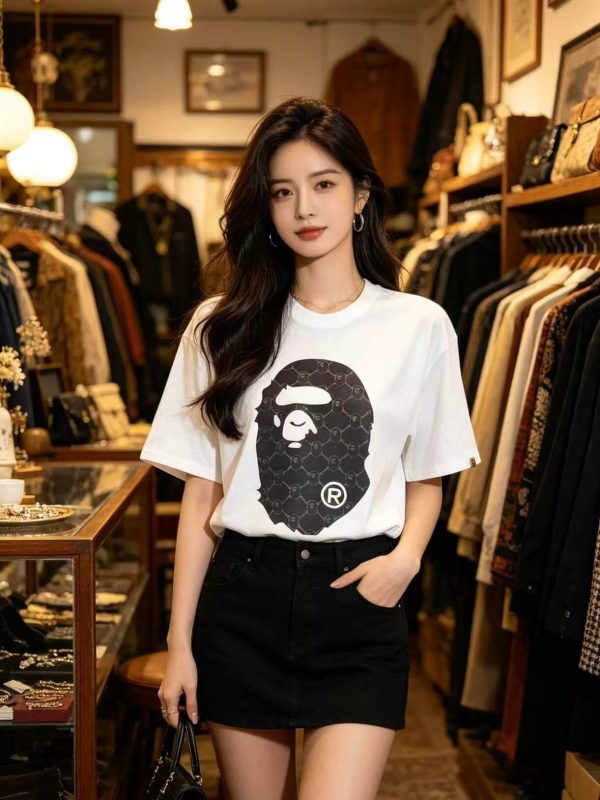 A Bathing Ape (BAPE) College Monogram Ape Head Relaxed Fit Tee- White