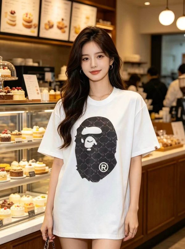 A Bathing Ape (BAPE) College Monogram Ape Head Relaxed Fit Tee- White