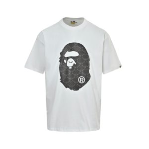 A Bathing Ape (BAPE) College Monogram Ape Head Relaxed Fit Tee- White (8) A Bathing Ape (BAPE) College Monogram Ape Head Relaxed Fit Tee- White