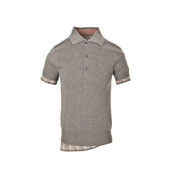 Acne Studios Layered Wool Knit Polo Shirt- Light Brown Melange