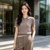 Acne Studios Layered Wool Knit Polo Shirt- Light Brown Melange