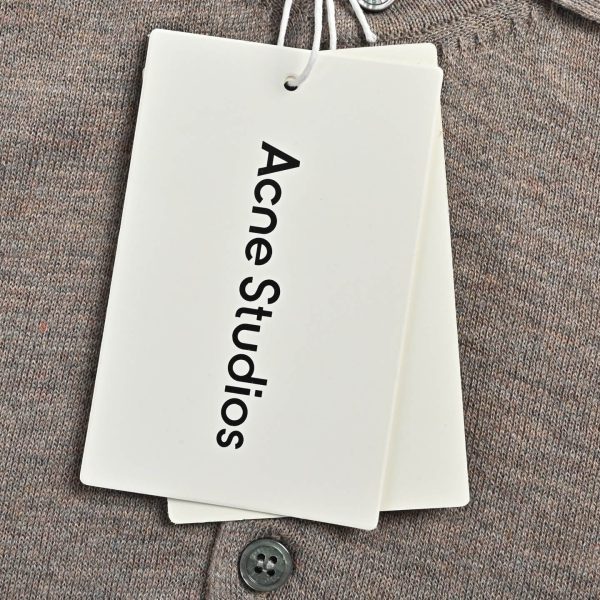 Acne Studios Layered Wool Knit Polo Shirt- Light Brown Melange