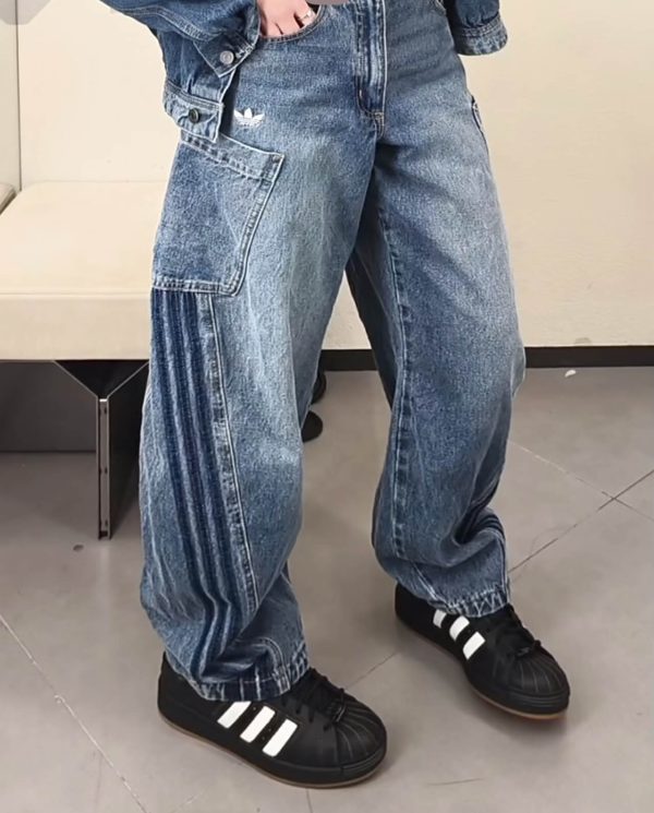 Adidas Originals Adilenium Denim Joggers- Mid Blue