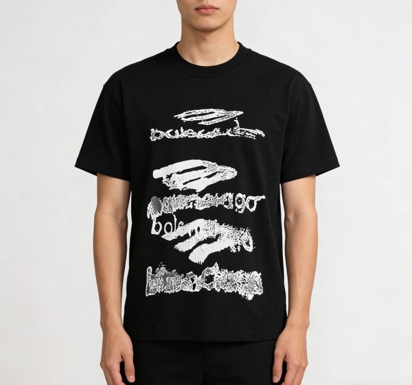 Balenciaga Scribble Graphic T-shirt- Black