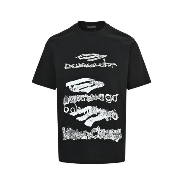 Balenciaga Scribble Graphic T-shirt- Black