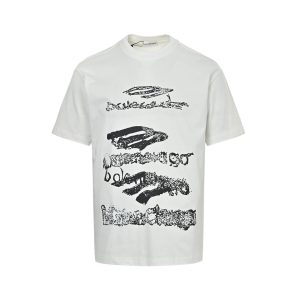 Balenciaga Scribble Graphic T-shirt- White (7) Balenciaga Scribble Graphic T-shirt- White