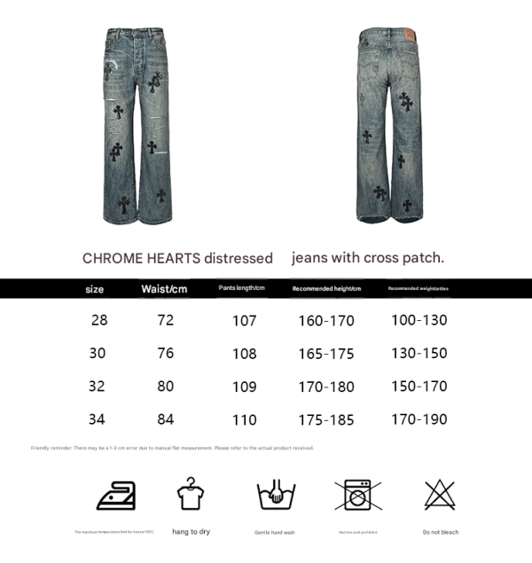 Chrome Hearts Cross Patch Denim Jeans-Washed Blue