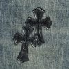 Chrome Hearts Cross Patch Denim Jeans-Washed Blue
