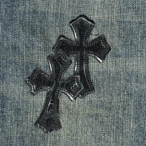 Chrome Hearts Cross Patch Denim Jeans-Washed Blue