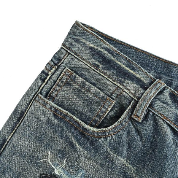 Chrome Hearts Cross Patch Denim Jeans-Washed Blue