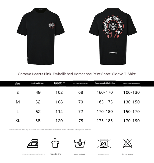 Chrome Hearts Horseshoe Print T-Shirt- Black