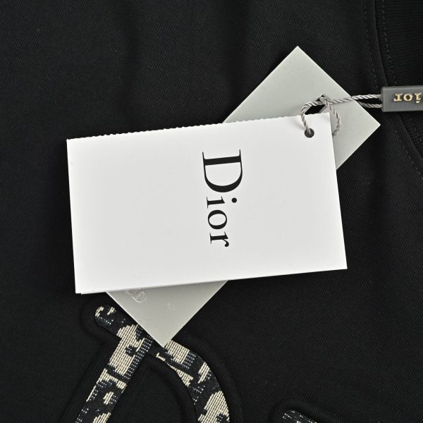 Dior white floral logo embroidered T-shirt- Black