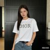 Dior white floral logo embroidered T-shirt- White