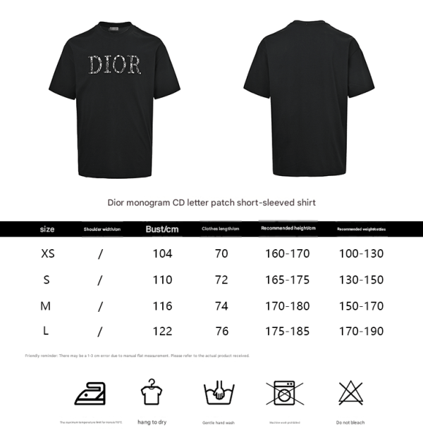 Dior white floral logo embroidered T-shirt- Black