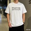 Dior white floral logo embroidered T-shirt- White