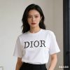 Dior white floral logo embroidered T-shirt- White