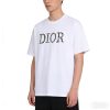 Dior white floral logo embroidered T-shirt- White