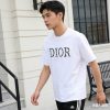 Dior white floral logo embroidered T-shirt- White