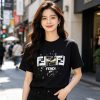 Fendi FF Yellow Eyes Printed T-Shirt- Black (1) Fendi FF Yellow Eyes Printed T-Shirt- Black