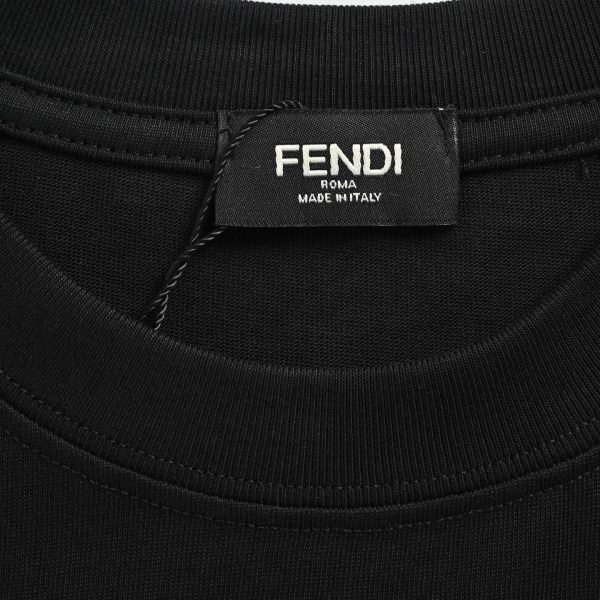 Fendi FF Yellow Eyes Printed T-Shirt- Black (4) Fendi FF Yellow Eyes Printed T-Shirt- Black