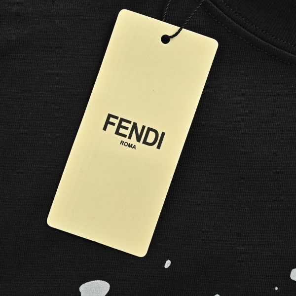 Fendi FF Yellow Eyes Printed T-Shirt- Black (5) Fendi FF Yellow Eyes Printed T-Shirt- Black