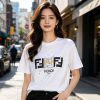 Fendi FF Yellow Eyes Printed T-Shirt- White