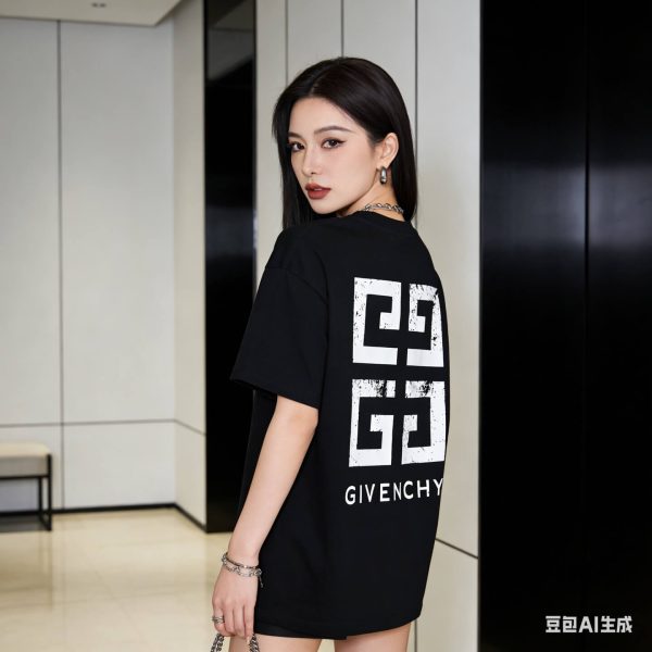 Givenchy Distressed Logo T-Shirt- Black