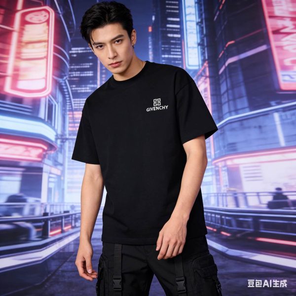 Givenchy Distressed Logo T-Shirt- Black