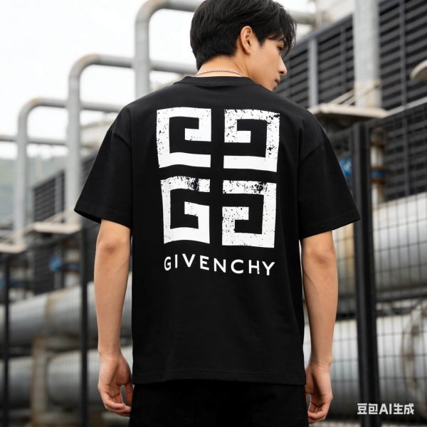 Givenchy Distressed Logo T-Shirt- Black