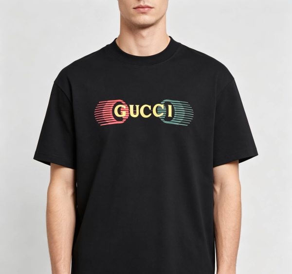 Gucci Logo-Print Cotton-Jersey T-Shirt- Black (1) Gucci Logo-Print Cotton-Jersey T-Shirt- Black