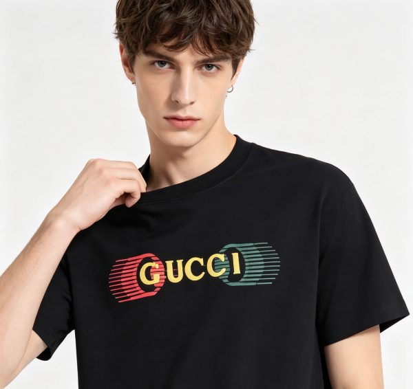 Gucci Logo-Print Cotton-Jersey T-Shirt- Black (3) Gucci Logo-Print Cotton-Jersey T-Shirt- Black