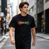 Gucci Logo-Print Cotton-Jersey T-Shirt- Black (5) Gucci Logo-Print Cotton-Jersey T-Shirt- Black