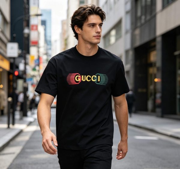 Gucci Logo-Print Cotton-Jersey T-Shirt- Black (5) Gucci Logo-Print Cotton-Jersey T-Shirt- Black