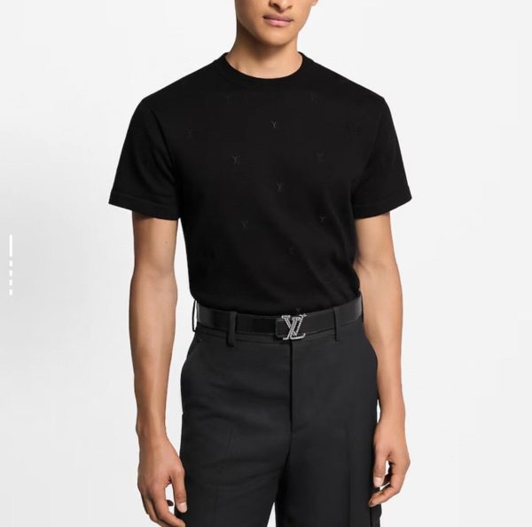 Louis Vuitton Blason Embroidered Short-Sleeved Crewneck- Black