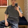 Louis Vuitton Blason Embroidered Short-Sleeved Crewneck- Grey