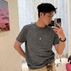 Louis Vuitton Blason Embroidered Short-Sleeved Crewneck- Grey