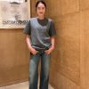 Louis Vuitton Blason Embroidered Short-Sleeved Crewneck- Grey