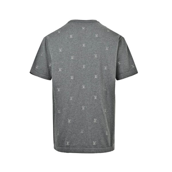 Louis Vuitton Blason Embroidered Short-Sleeved Crewneck- Grey