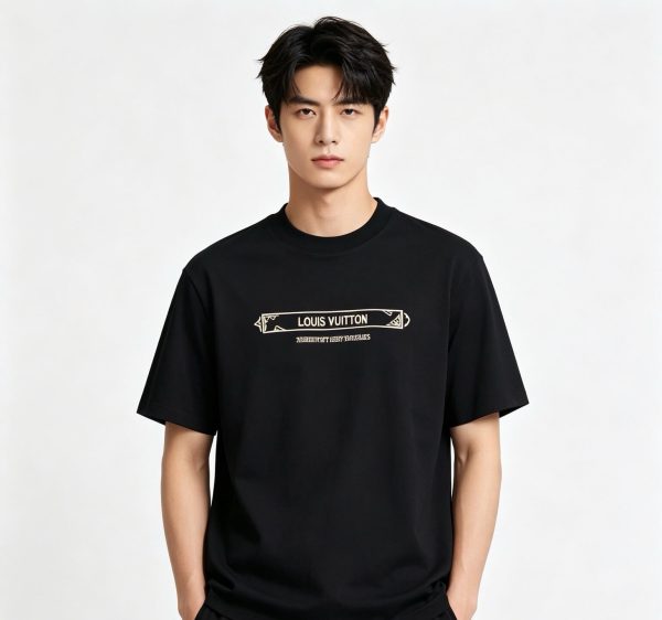 Louis Vuitton Embellished Damier Piqué T-Shirt- Black