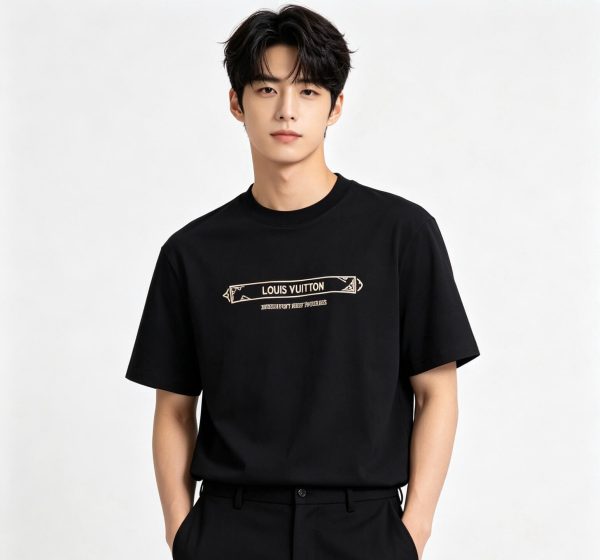 Louis Vuitton Embellished Damier Piqué T-Shirt- Black