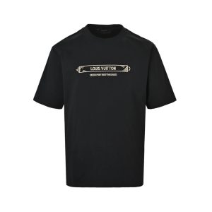 Louis Vuitton Embellished Damier Piqué T-Shirt- Black